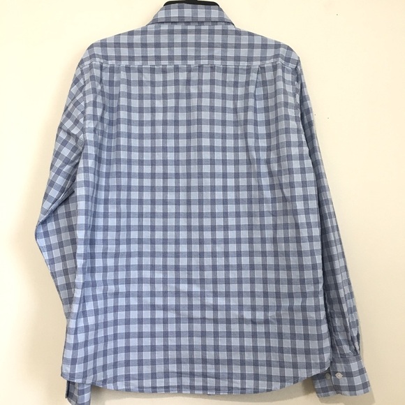 Bowery & Broome Cotton Blue Plaid Long Sleeve Button Down Shirt - Picture 4 of 13